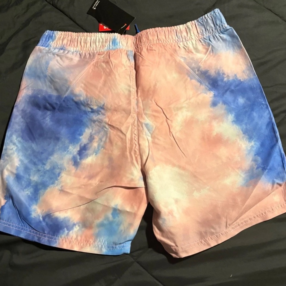 Chemistry Swim Shorts Pink Blue Tie Dye Skeleton Surfer Board UPF 50 - Picture 2 of 3
